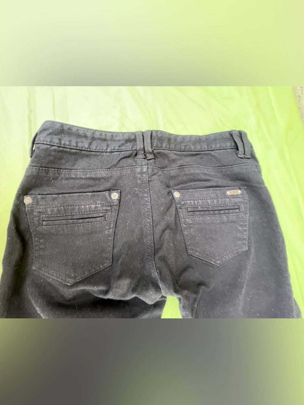 LOW RISE BOOT CUT HURLEY BLACK JEANS Y2K VINTAGE SIZE 0 JUNIORS - Picture 6 of 12